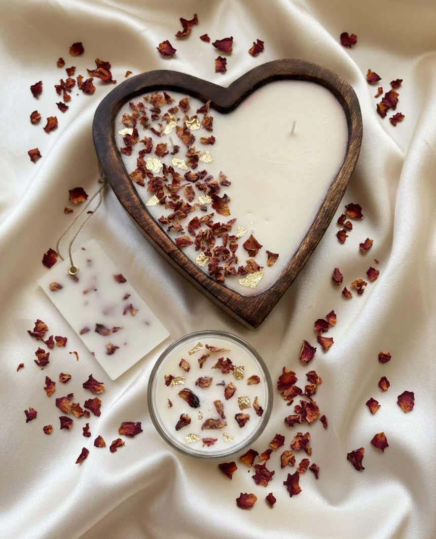 Heart of Rose - Rose Scented Soy Wax Candle Combo