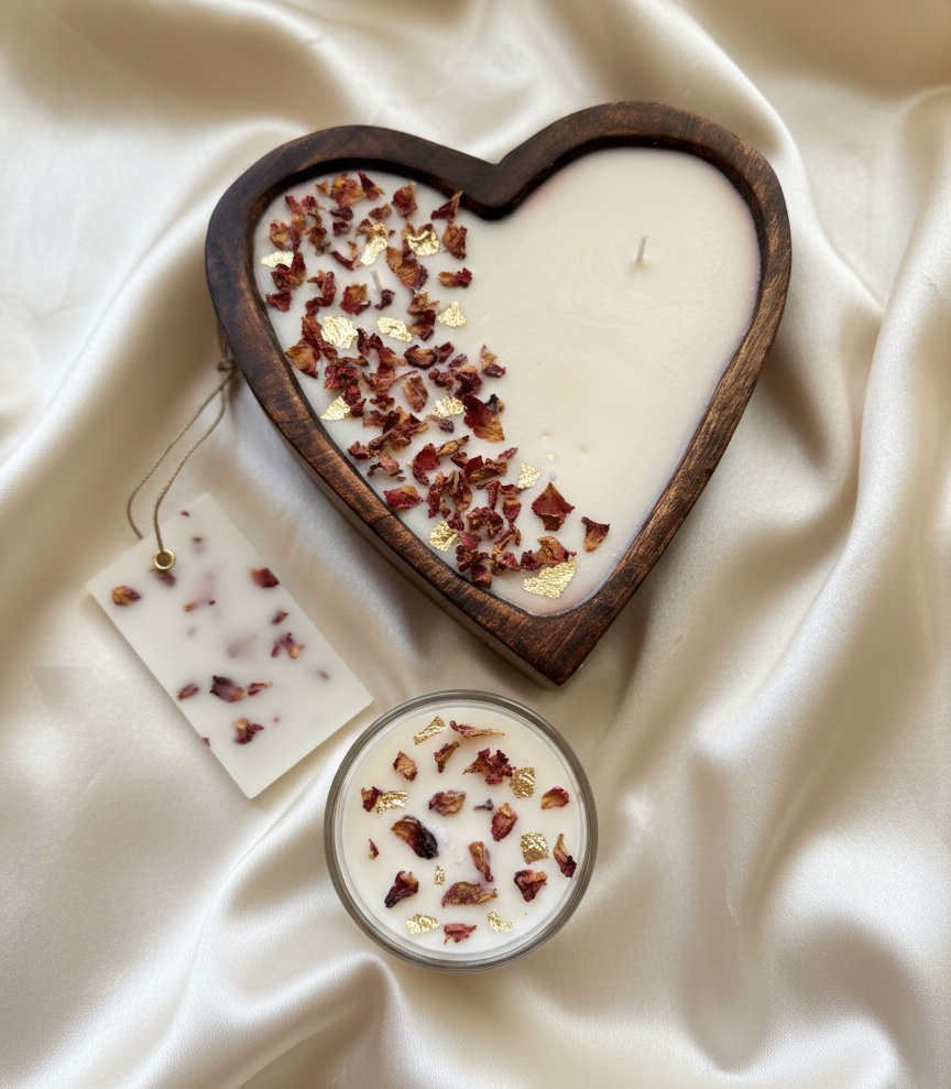 Heart of Rose - Rose Scented Soy Wax Candle Combo